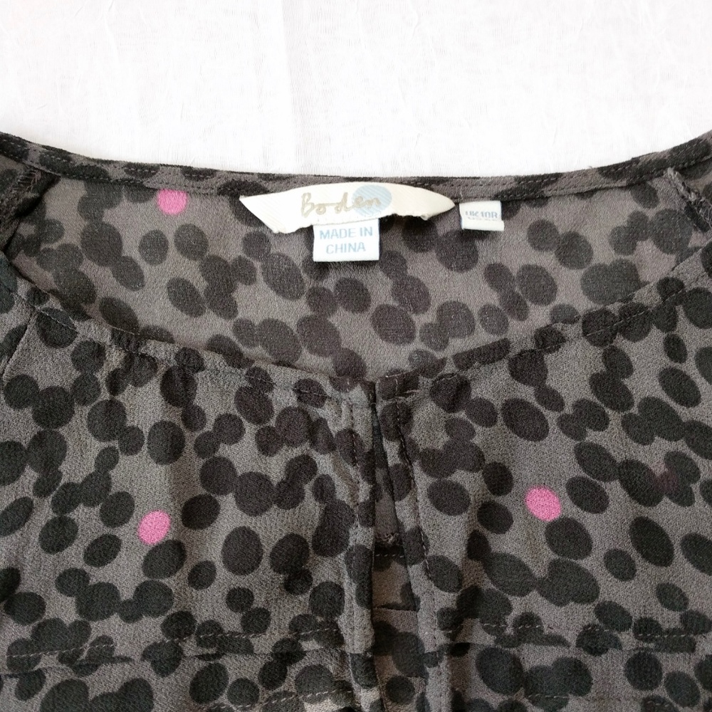 Boden Boho Gray Flowy Dots Print Fit Flare Dress 6 - Picture 3 of 8